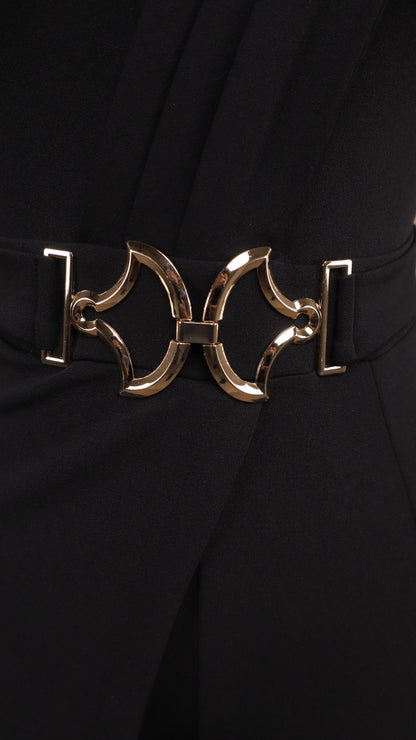Palazzo asimétrico con hebilla dorada