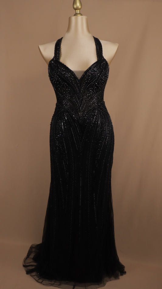 Vestido largo plus size con aplicación y corset