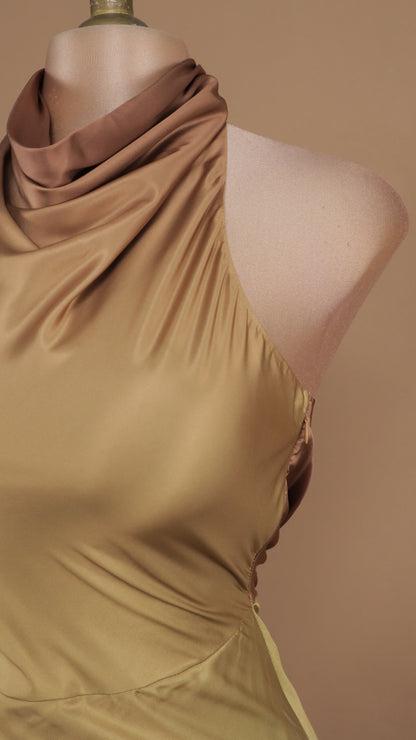 Vestido largo cuello halter marmoleado