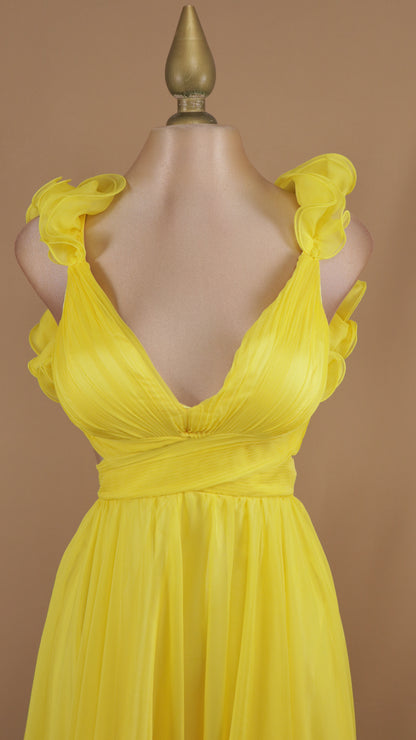 Vestido largo escarola con escote