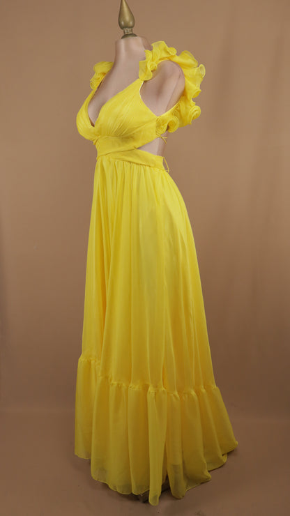 Vestido largo escarola con escote