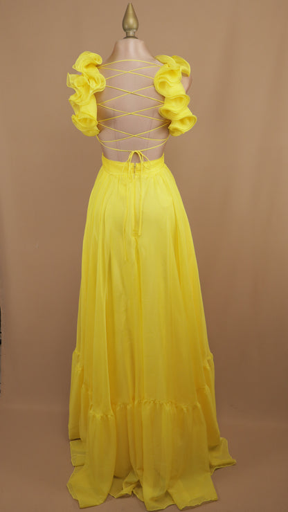 Vestido largo escarola con escote