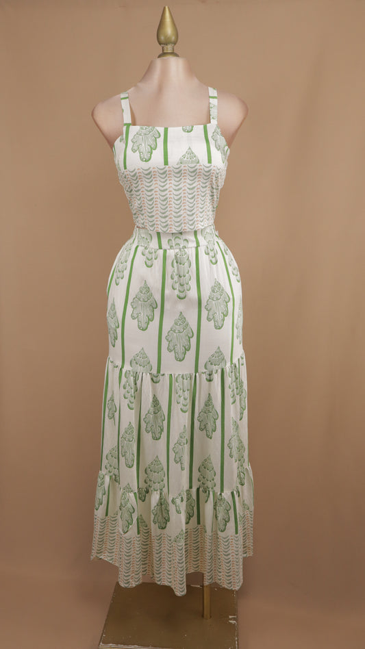 Conjunto estampado de falda y crop de tirante