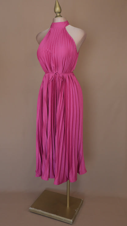 VESTIDO MAXI HALTER Y PLIZADO FRESH