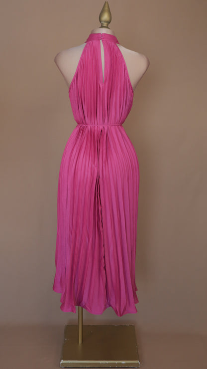 VESTIDO MAXI HALTER Y PLIZADO FRESH