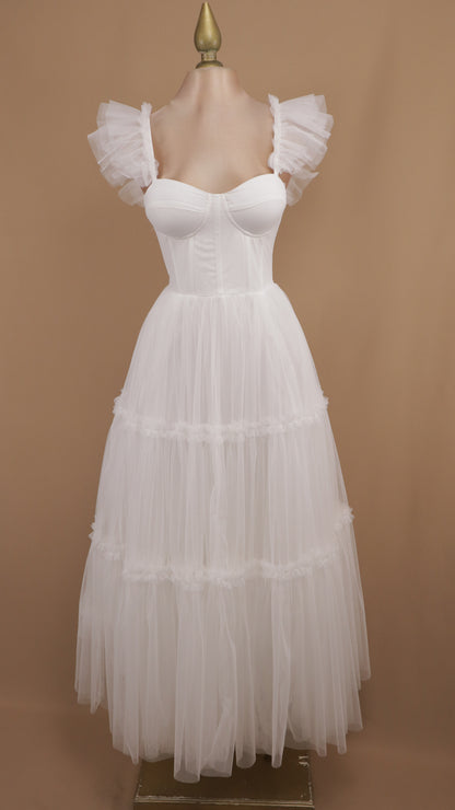 Vestido midi de tul con copa