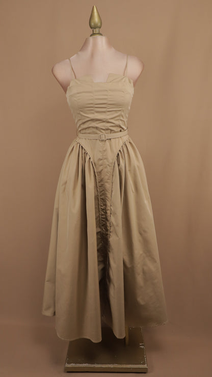 Vestido midi de tirantes con falda en línea A