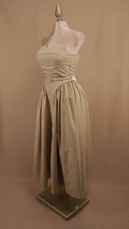 Vestido midi de tirantes con falda en línea A