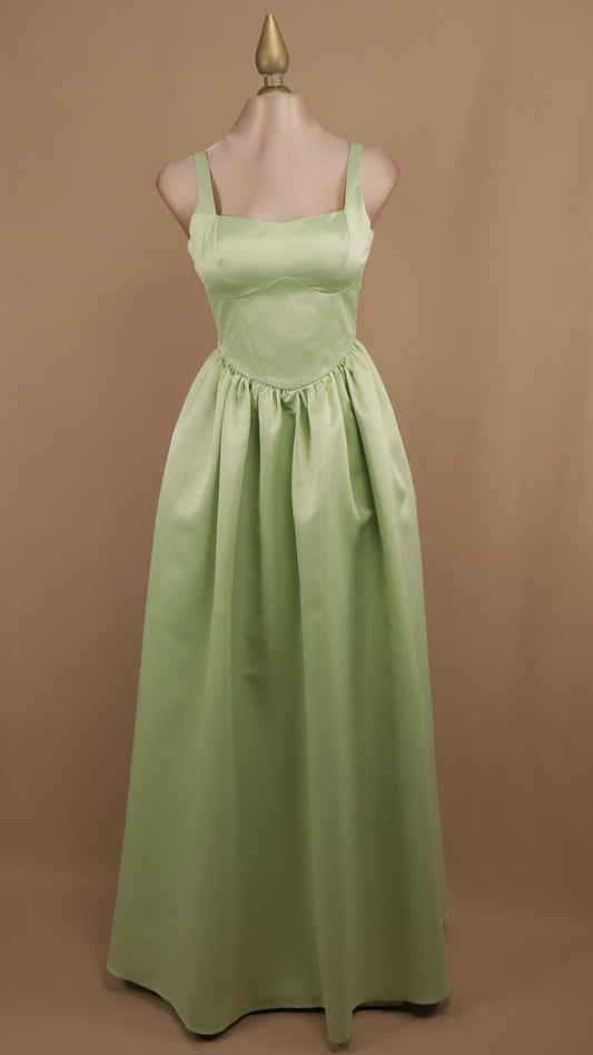 Vestido largo de tirantes con falda en línea A