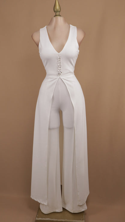 Conjunto pantalón y chaleco tipo gabardina