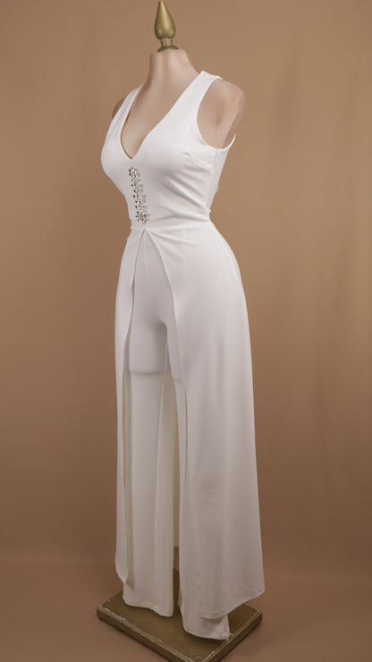 Conjunto pantalón y chaleco tipo gabardina