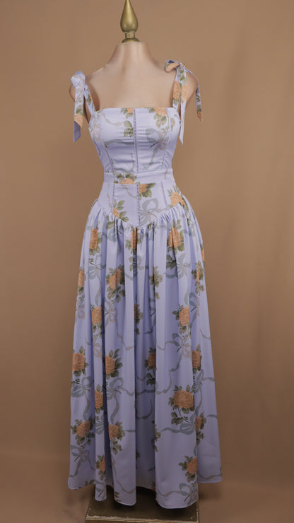 Vestido largo estampado con corset