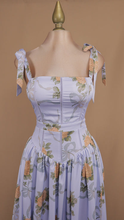 Vestido largo estampado con corset