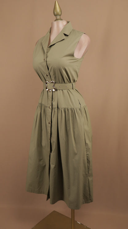 Vestido midi con cuello y cinto