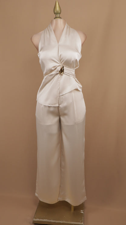 Conjunto satinado cuello halter