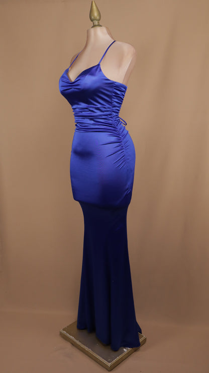 Vestido largo con escote en V y corset