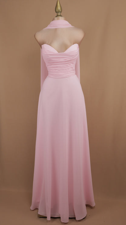 Vestido largo estraple con corset