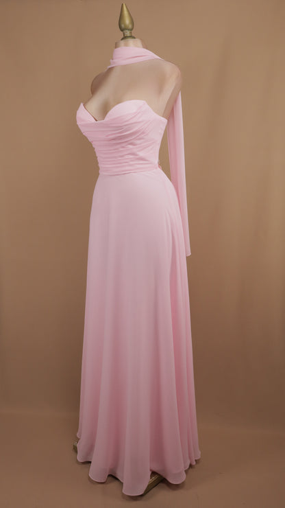 Vestido largo estraple con corset