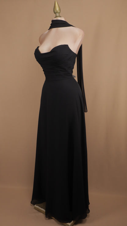 Vestido largo estraple con corset