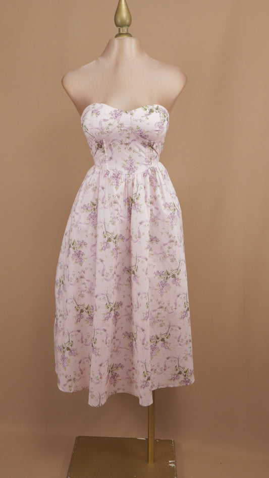 Vestido midi estraple yestampado