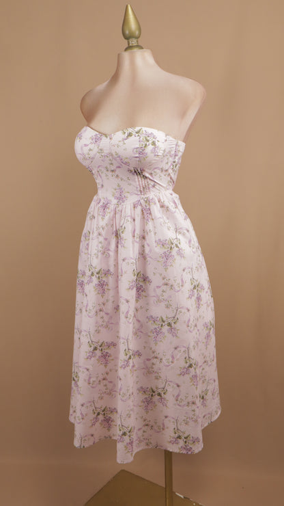Vestido midi estraple yestampado