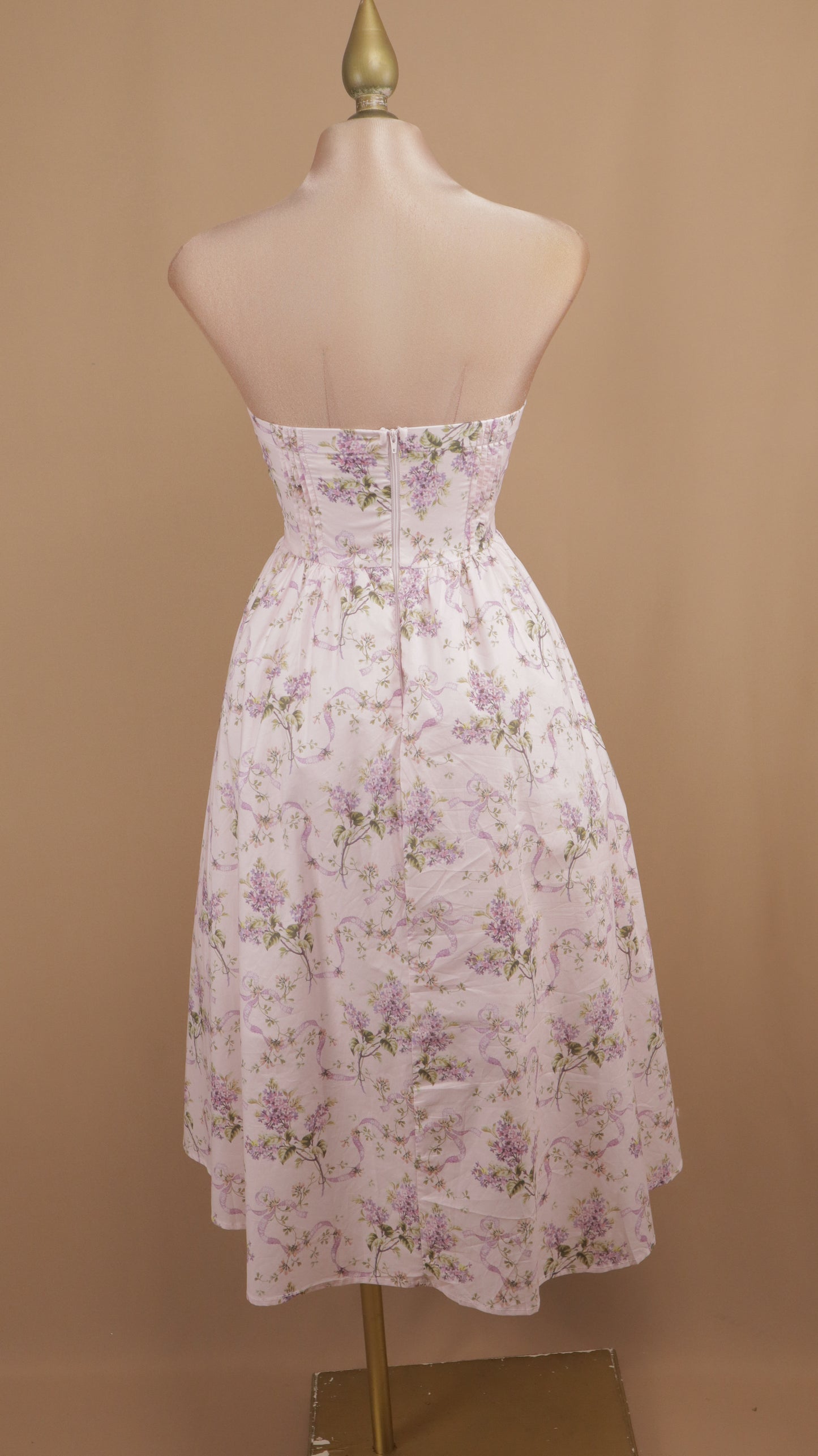 Vestido midi estraple yestampado