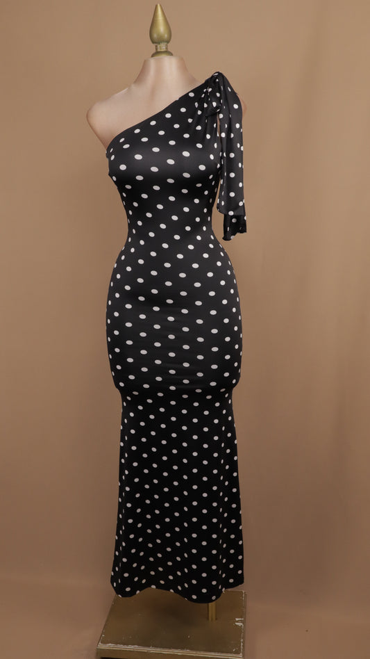 Vestido largo asimétrico boleado