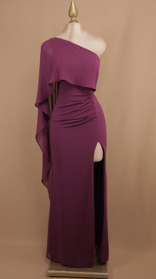 Vestido largo con capa de chiffon