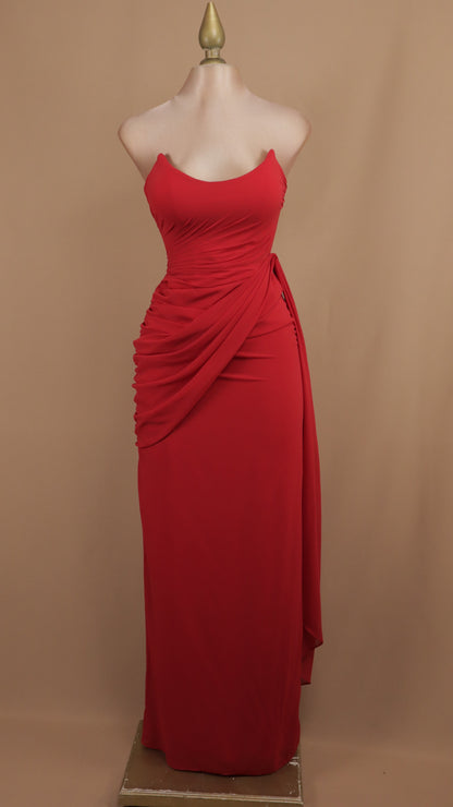 Vestido largo estraple con corset