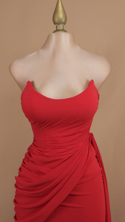 Vestido largo estraple con corset