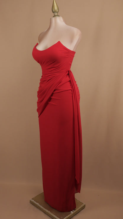 Vestido largo estraple con corset
