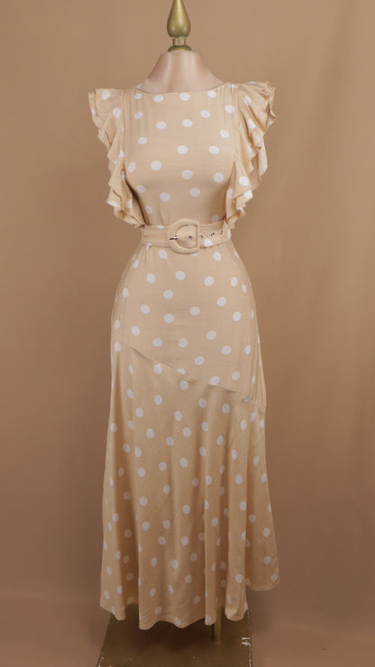 Vestido midi boleado con cinto