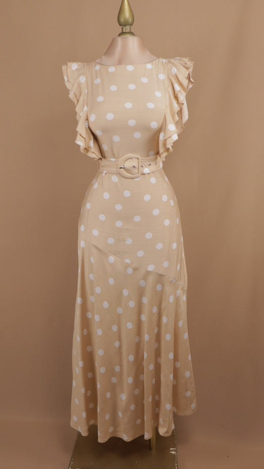 Vestido midi boleado con cinto