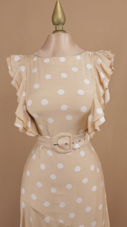 Vestido midi boleado con cinto