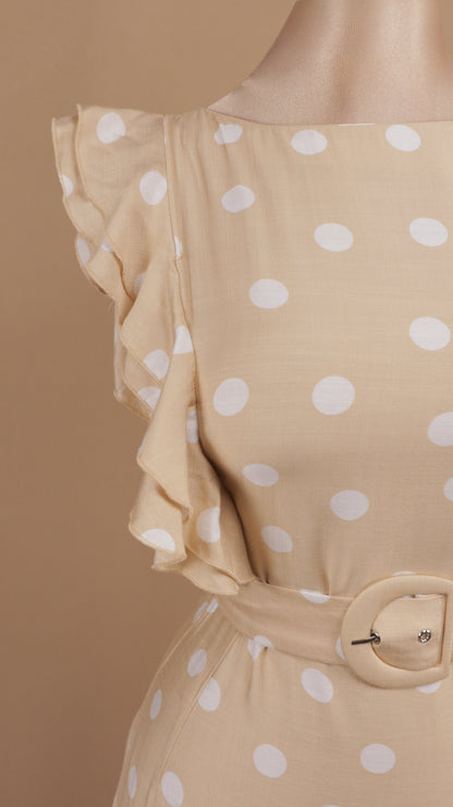 Vestido midi boleado con cinto