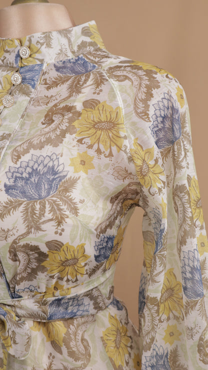 Vestido midi estampado manga larga