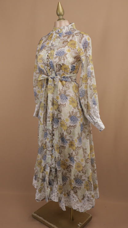 Vestido midi estampado manga larga