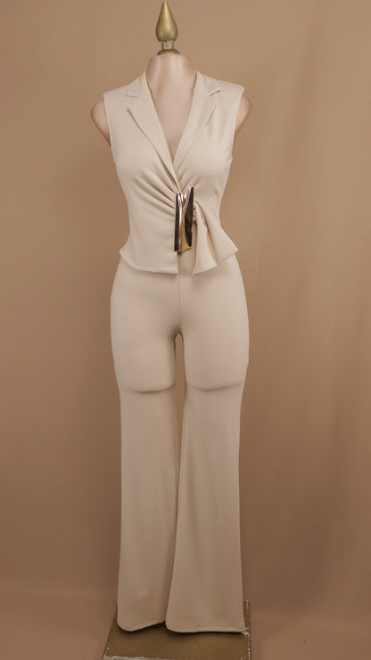 Palazzo elegante con hebilla en cintura