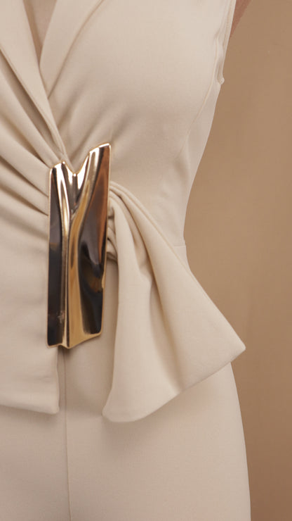 Palazzo elegante con hebilla en cintura