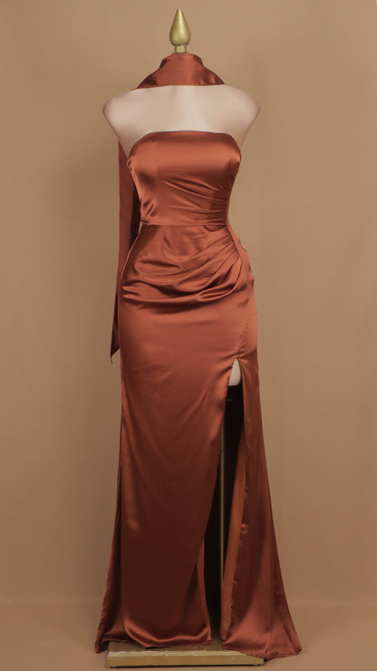 Vestido largo strapless