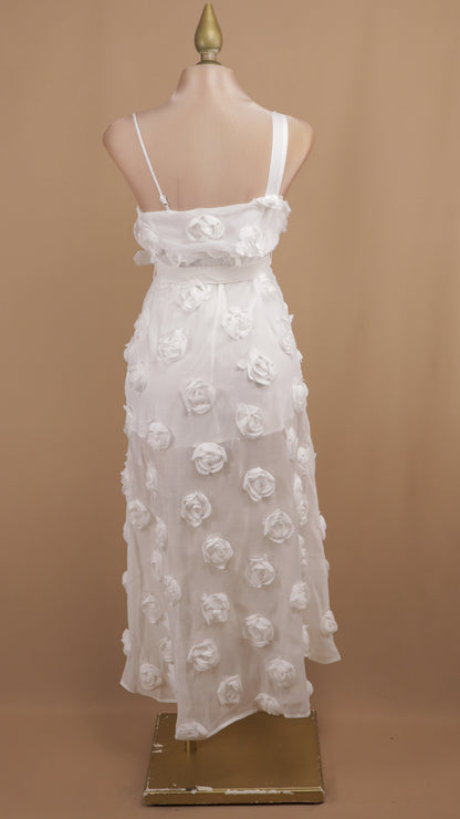 Vestido midi con flor en 3D y cinto