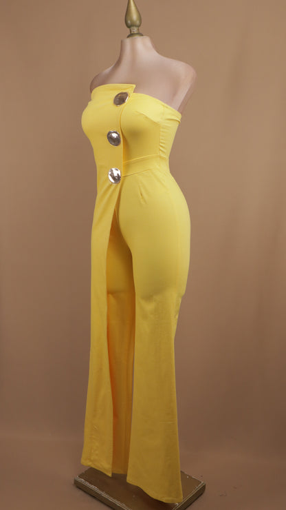 Palazzo estraple con botón dorado