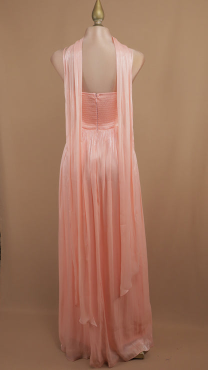 Vestido largo de tirante con estola en cuello