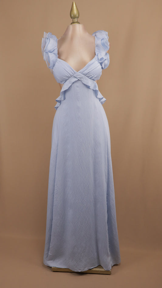 Vestido largo con escote en espalda y cintura