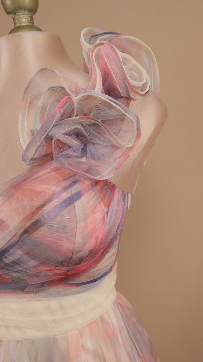 Veestido largo estampado con escarola