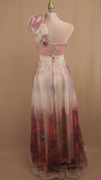 Veestido largo estampado con escarola