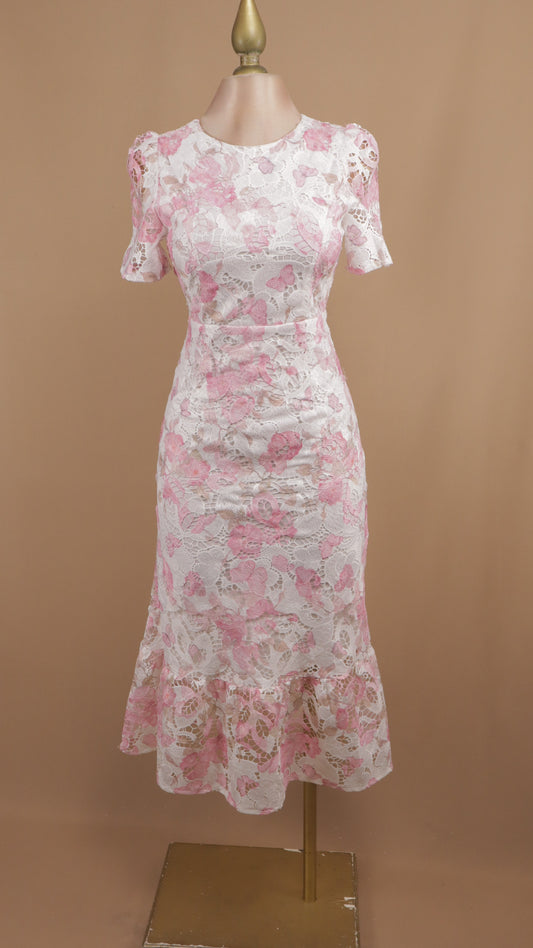 Vestido midi estampado de encaje