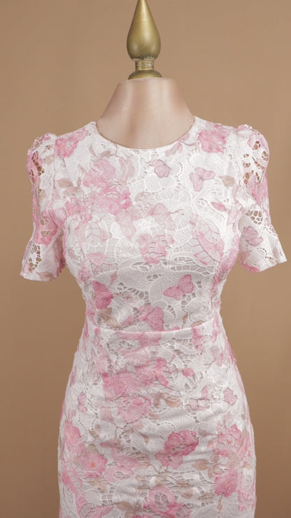 Vestido midi estampado de encaje