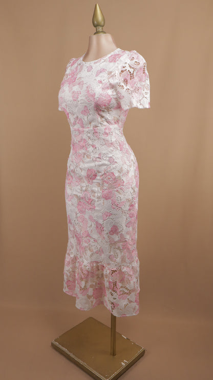 Vestido midi estampado de encaje