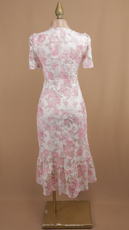 Vestido midi estampado de encaje